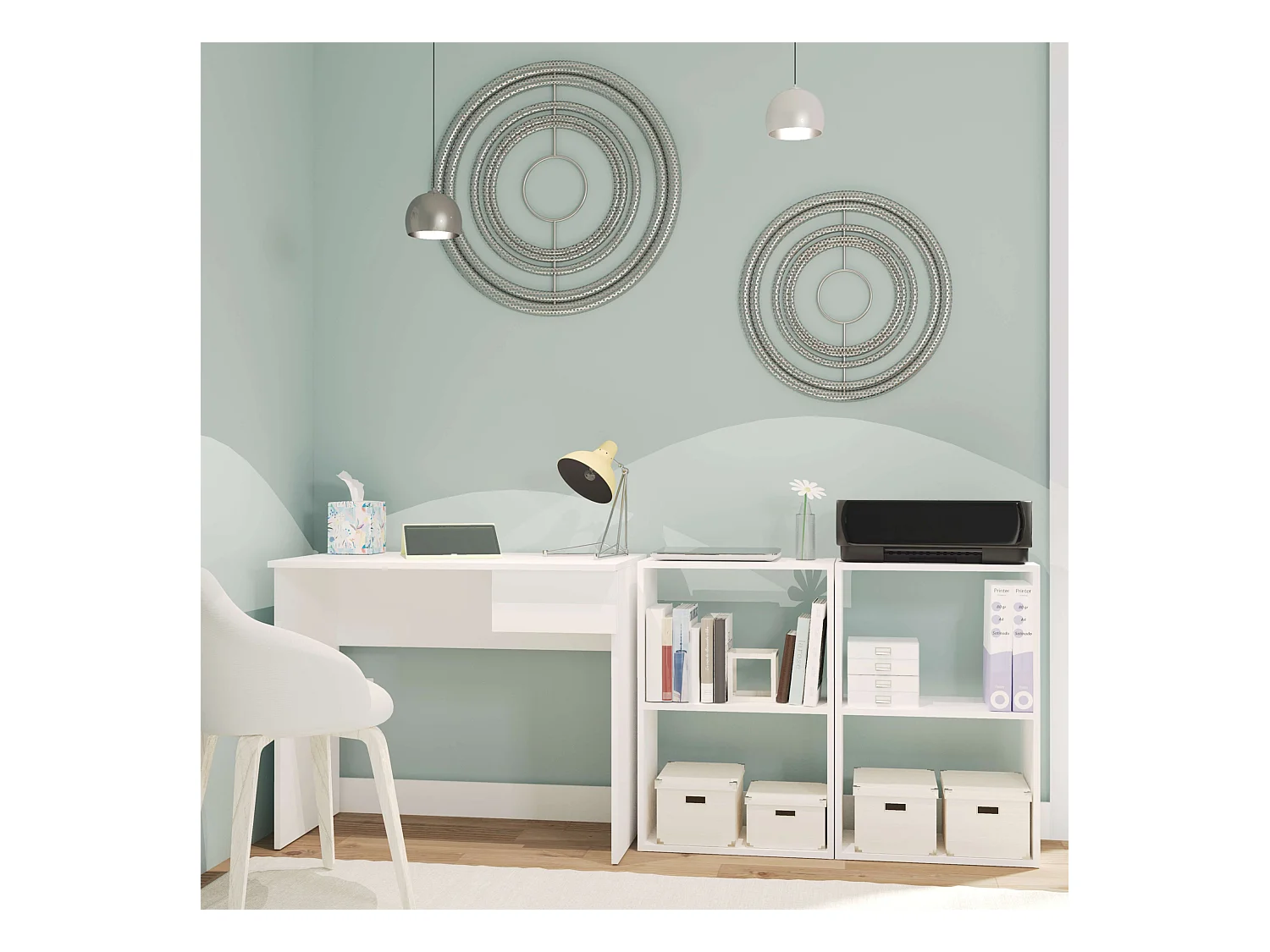 Librería baja Tibet Blanco mate 75x50x24 cm Estantería libros