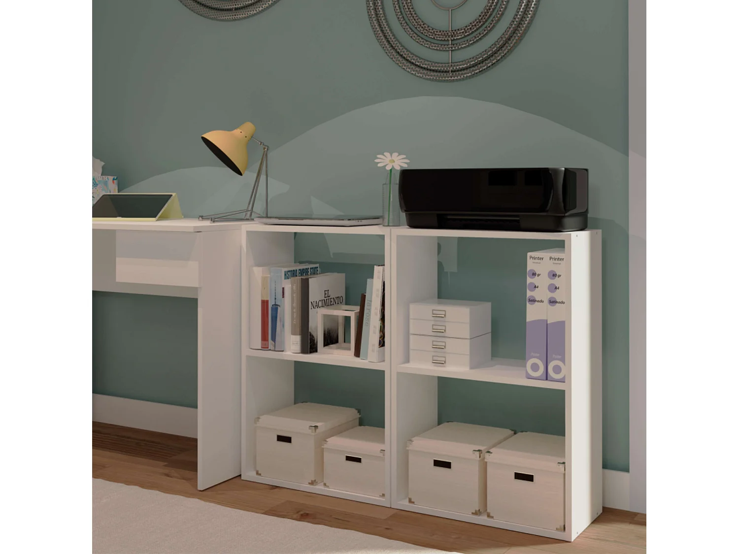 Estante Tibete Baixa Branco Fosco 75x50x24 cm Estante para Livros