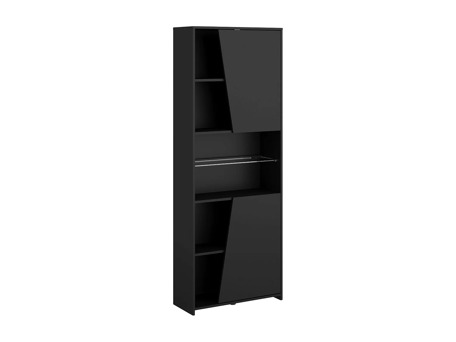 Bibliothèque de jeu moderne avec LED noire, 6 étagères, 180 x 67 x 28 cm