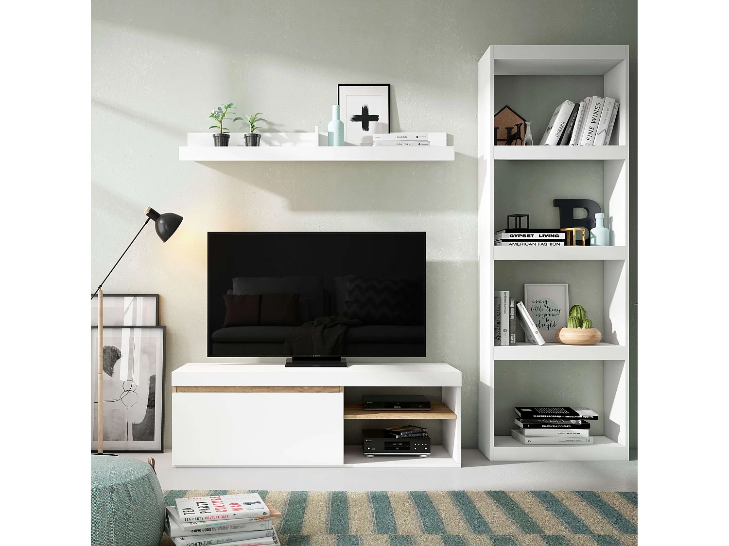 Étagère de salle à manger Talio Blanc mat 181x60x25 cm