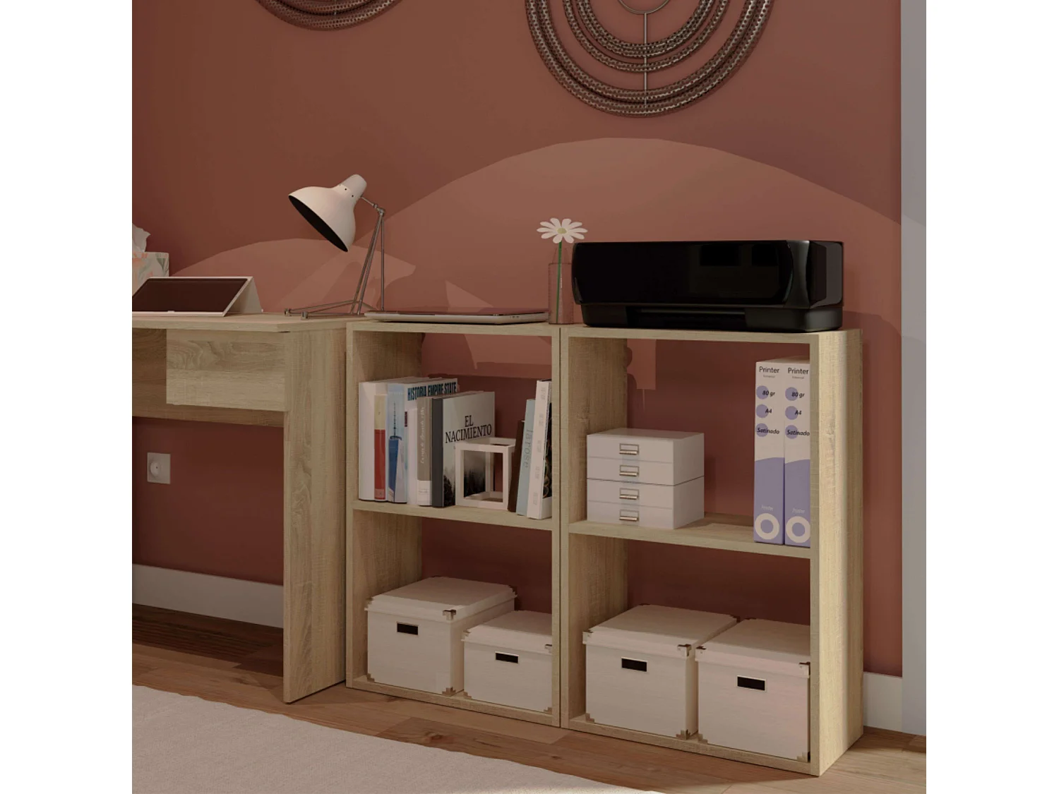 Bibliothèque basse Tibet Cambrian 75x50x25 cm