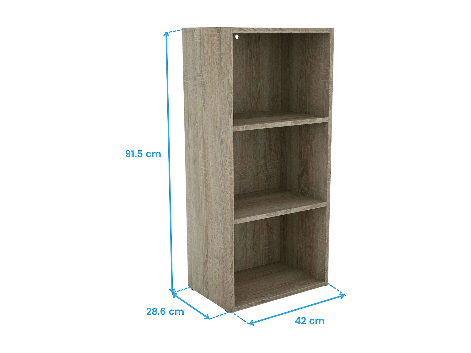 Estantería baja Plea salón 3 niveles roble sonoma melamina 42x92x29 cm