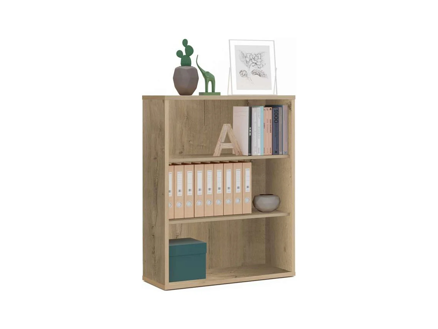 Estanteria baja 2 estantes Roble Gold 100x76x33 cm