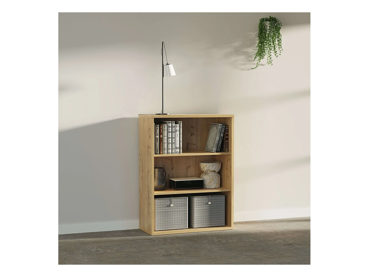 Estanteria baja 2 estantes Roble Gold 100x76x33 cm