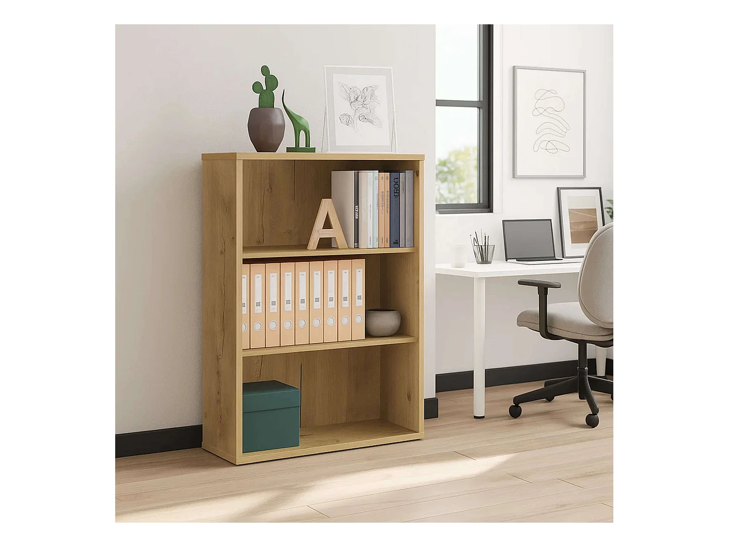 Estanteria baja 2 estantes Roble Gold 100x76x33 cm