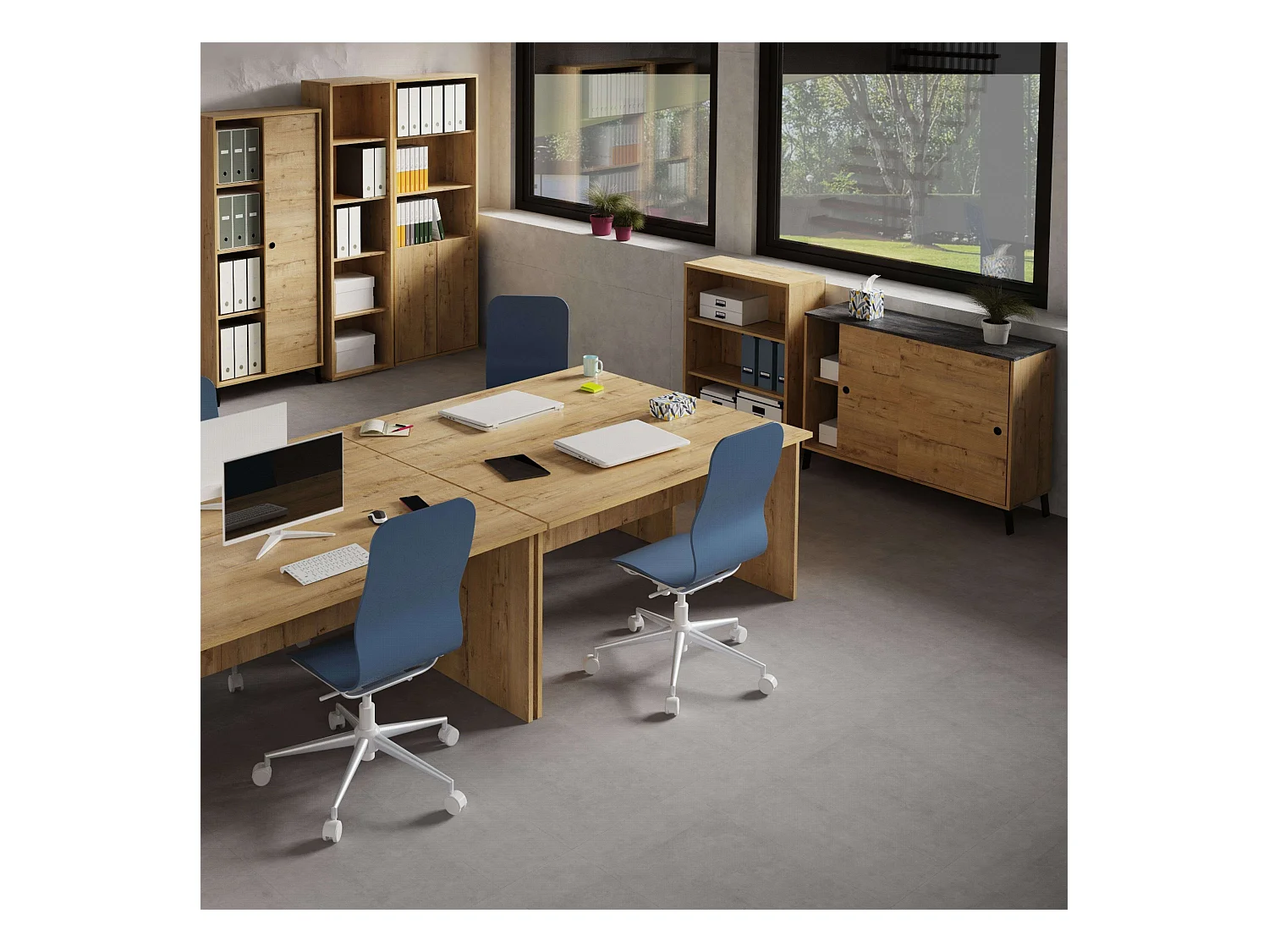 Estanteria baja 2 estantes Roble Gold 100x76x33 cm