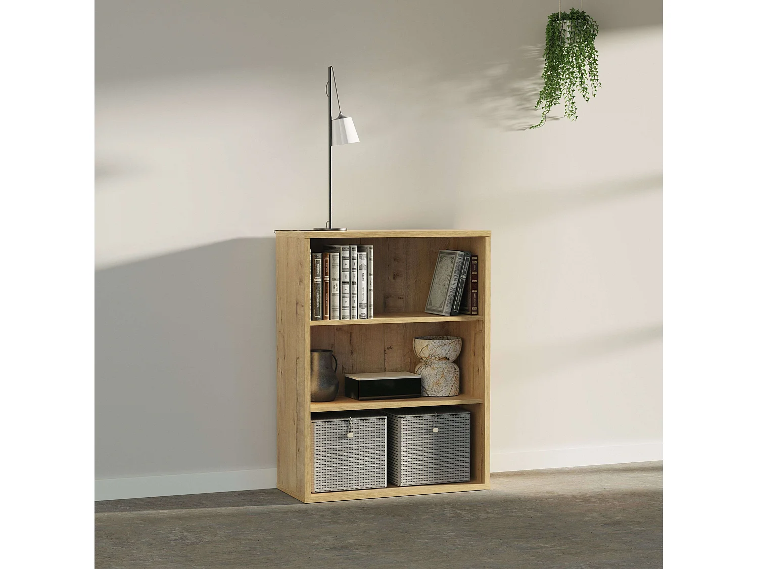 Estante baixa com 2 prateleiras, Carvalho Dourado, 100x76x33 cm