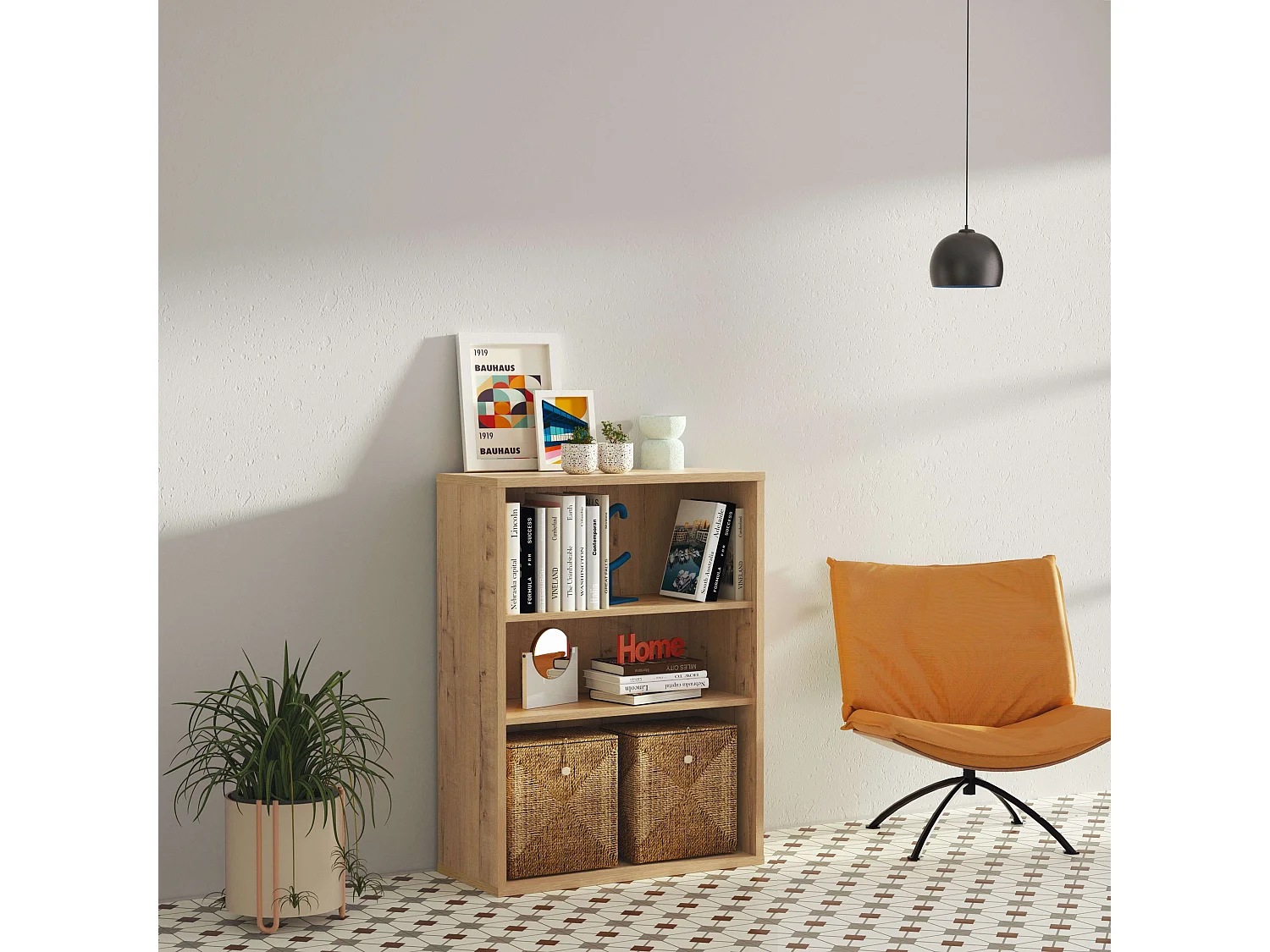 Estante baixa com 2 prateleiras, Carvalho Dourado, 100x76x33 cm