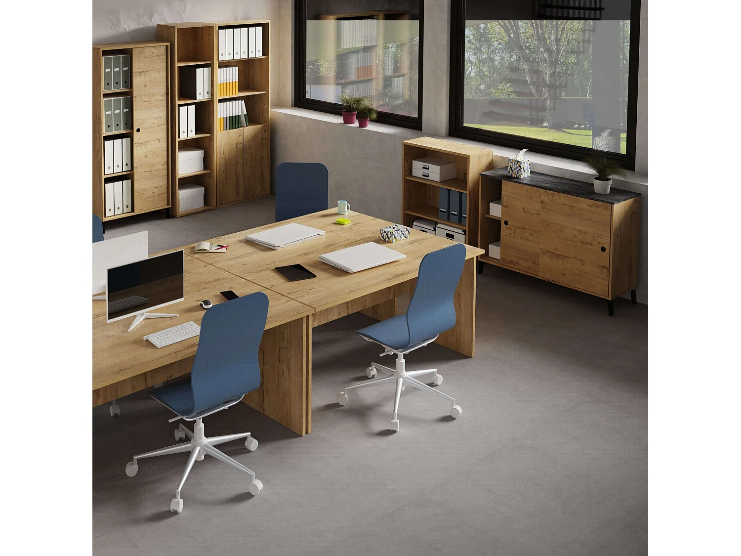 Estante baixa com 2 prateleiras, Carvalho Dourado, 100x76x33 cm