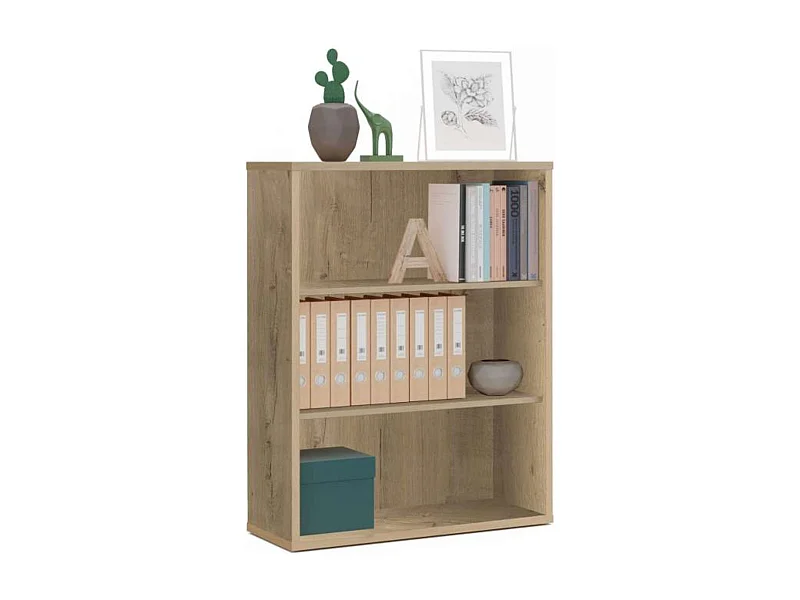 Étagère basse 2 étagères, Chêne doré, 100x76x33 cm