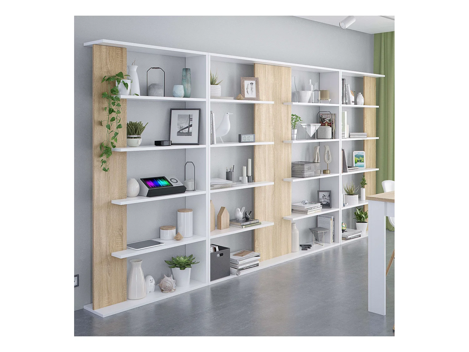 Pack 4 estantería Alida en Roble Canadian y blanco mate Est. nórdico