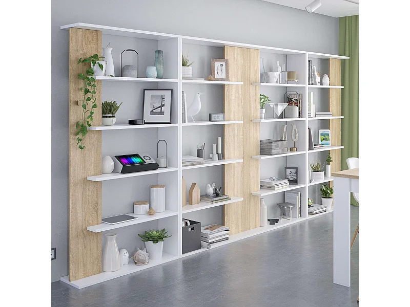 Pack 4 estantería Alida en Roble Canadian y blanco mate Est. nórdico