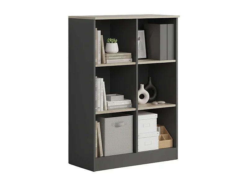 Étagère de bureau Nibis Frogi, 6 tablettes, chêne Sonoma/gris anthracite, 80 x 117 x 40 cm