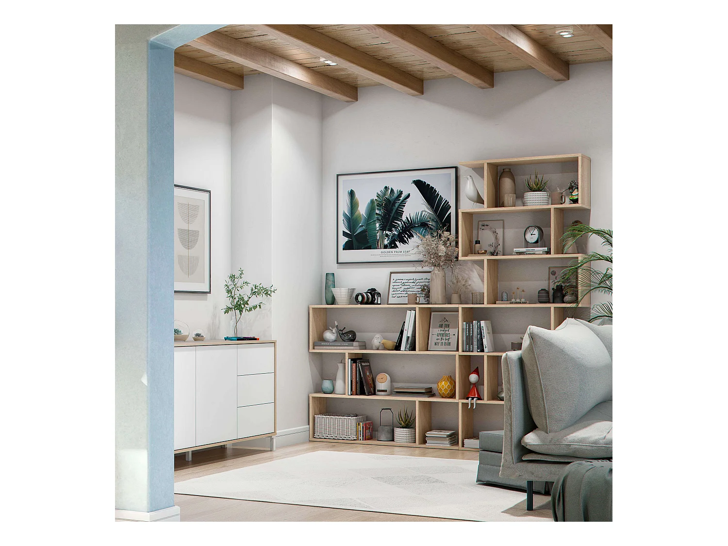 Estantería Librería Estrecha Scaled Blanco 197x52x33 cm