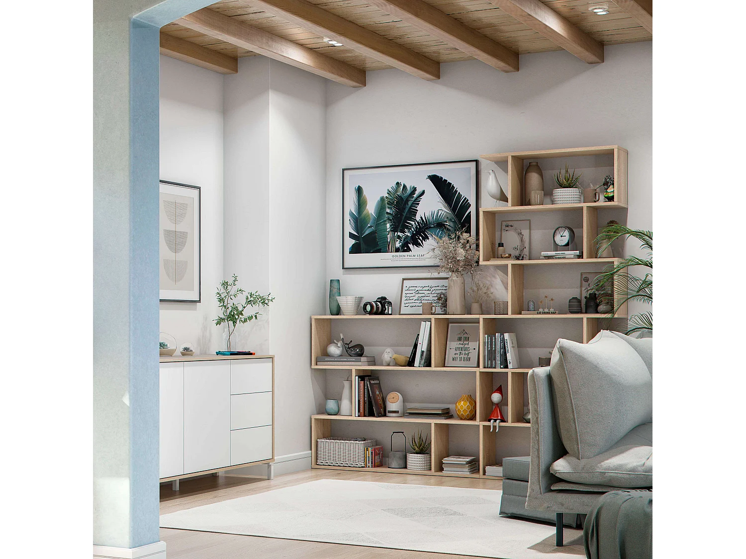 Estantería Librería Estrecha Scaled Blanco 197x52x33 cm