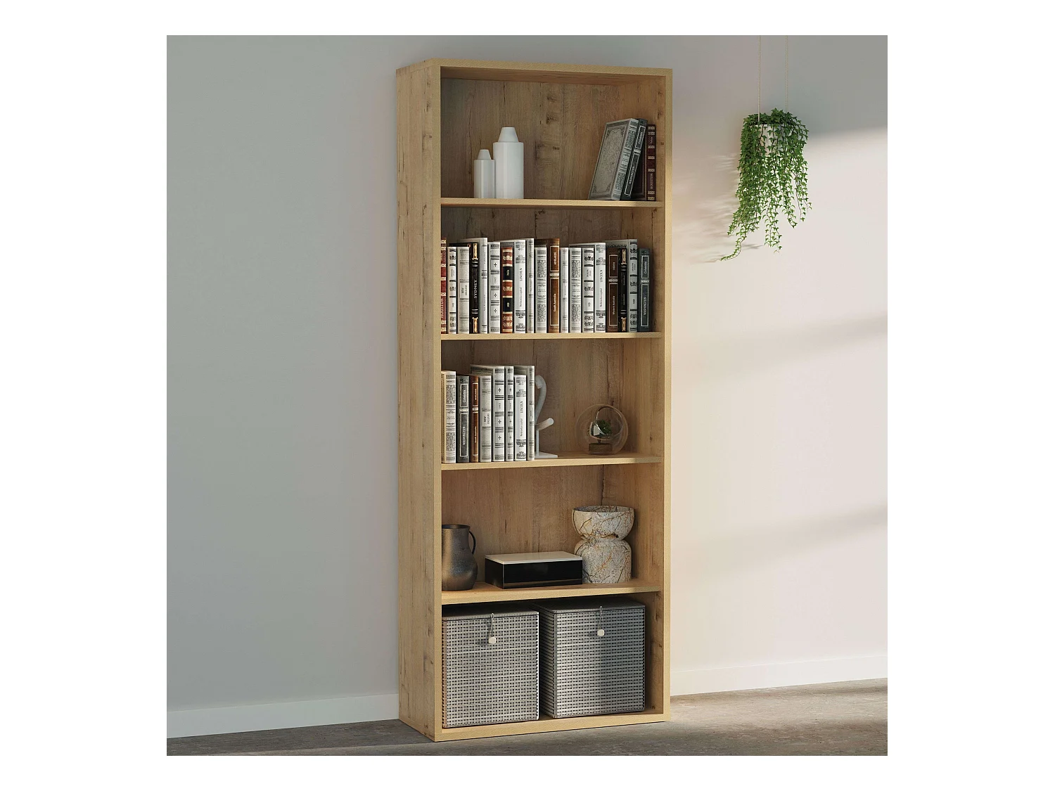 Librería alta Roble Gold 197x76x33 cm Estantería moderna