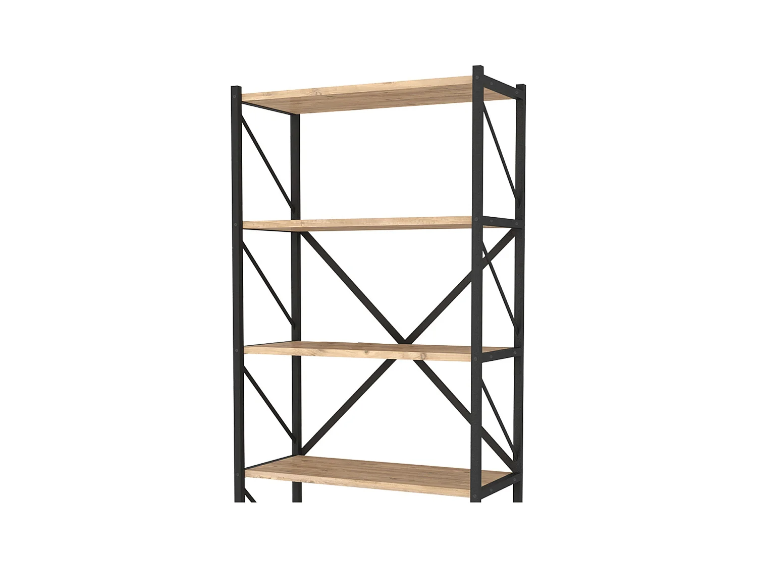 Estantería Librería Rus 5 Estantes Roble Safir Negro 160X66X34 cm