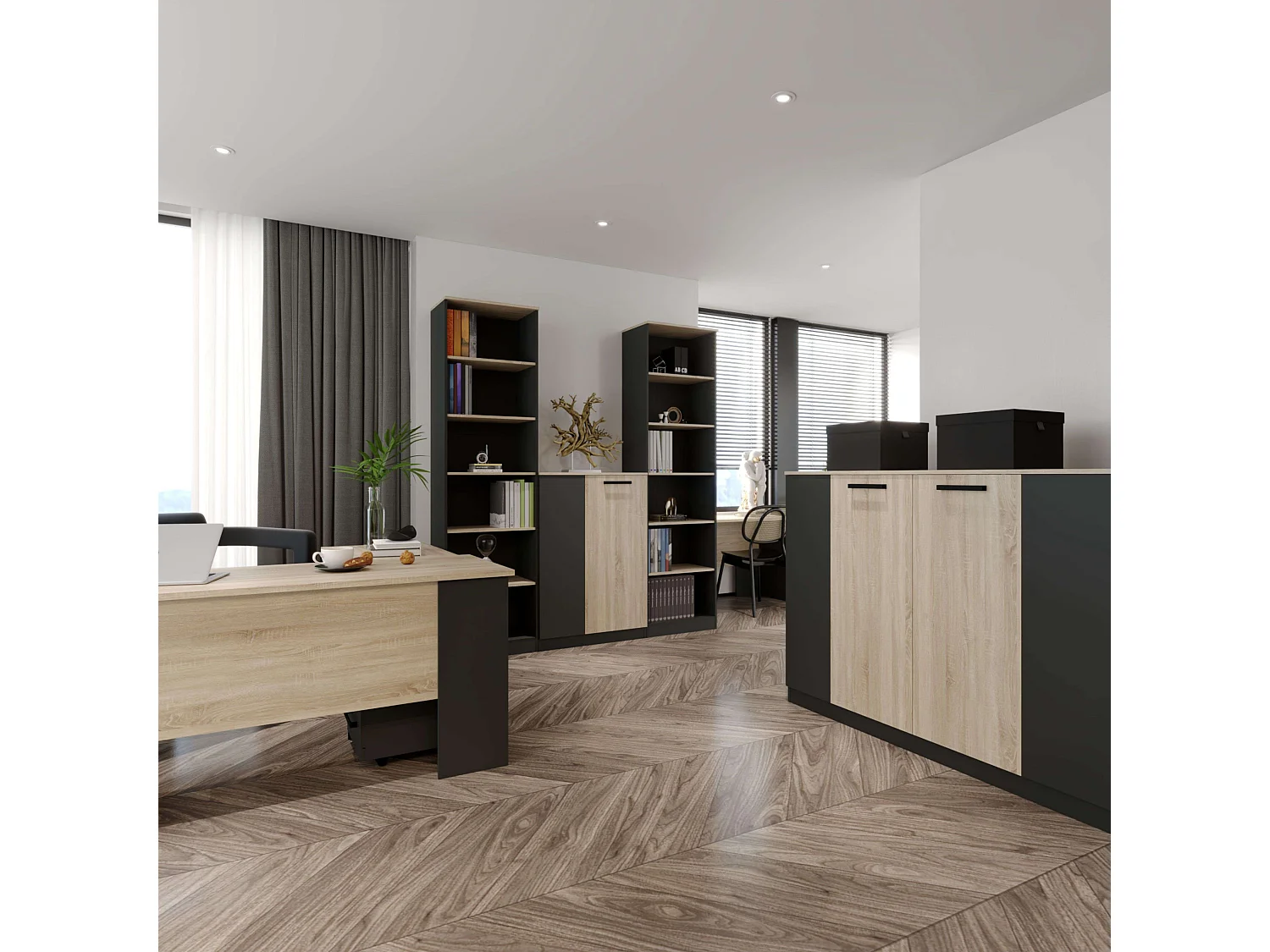 Estantería Darkness Industrial 6 Estantes Roble Sonoma y Gris 60x223x40 cm