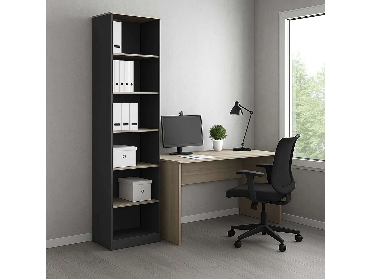 Estantería Darkness Industrial 6 Estantes Roble Sonoma y Gris 60x223x40 cm