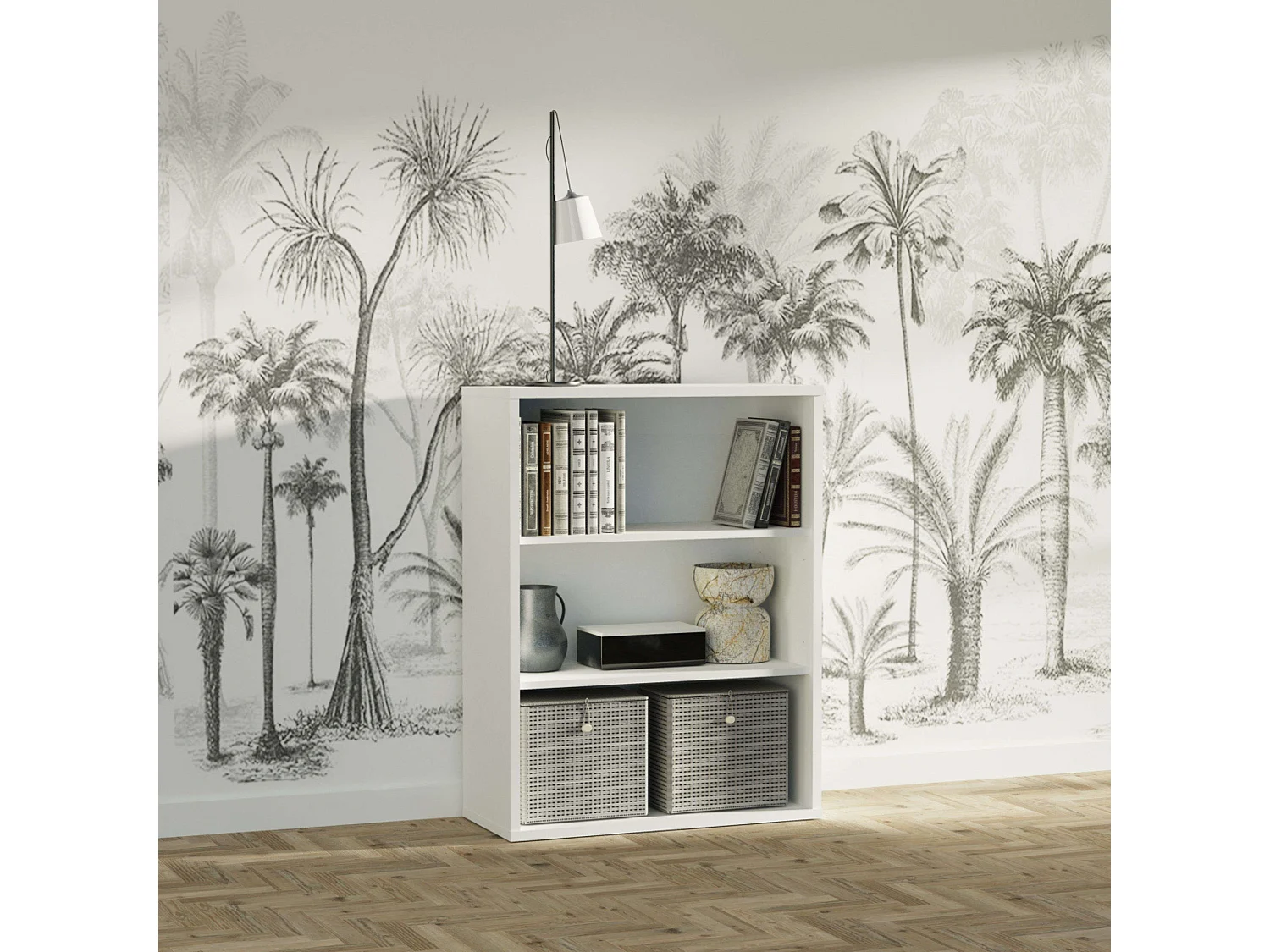 Étagère basse graduée blanche 100 x 76 x 33 cm