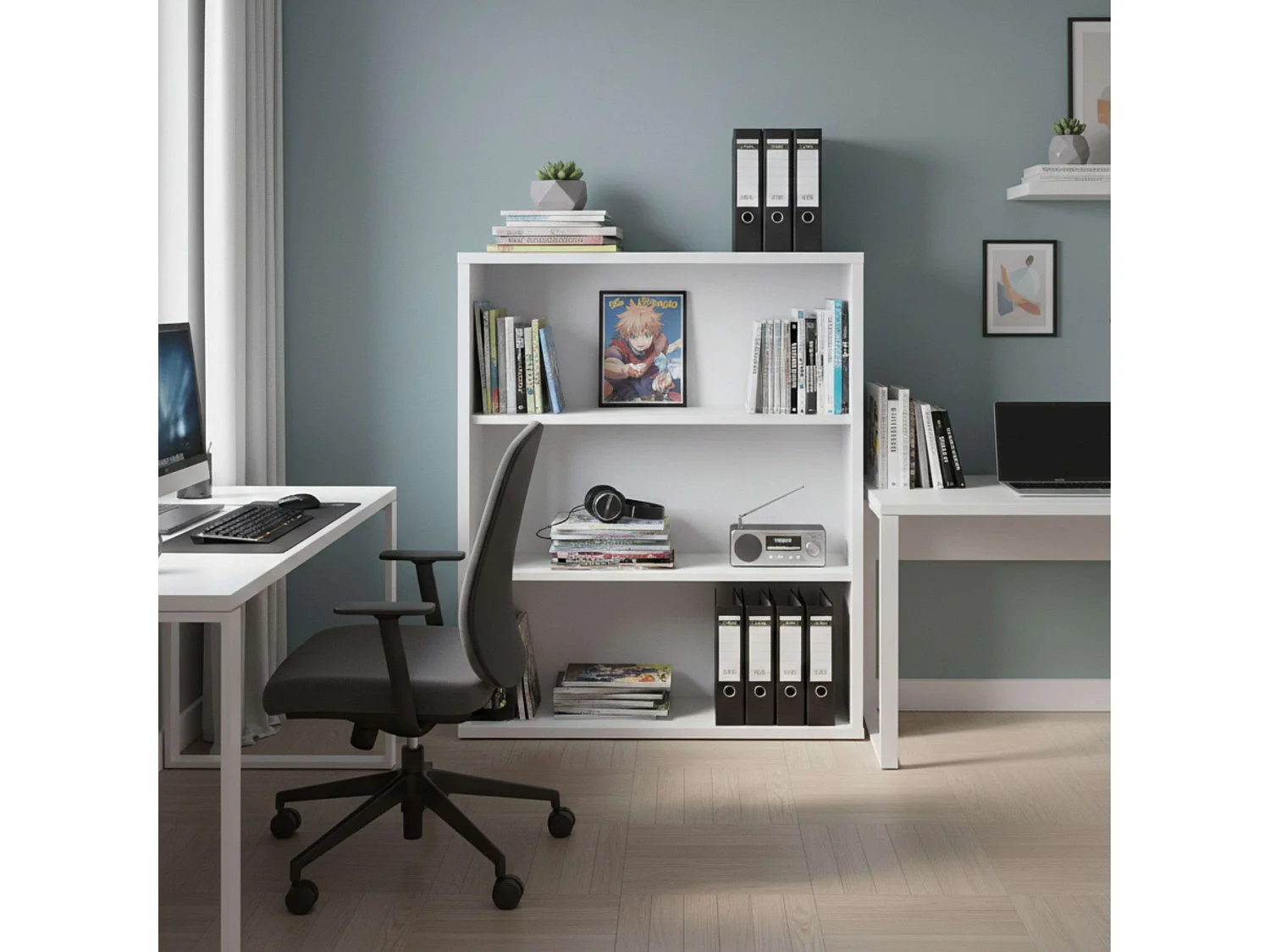 Étagère basse graduée blanche 100 x 76 x 33 cm