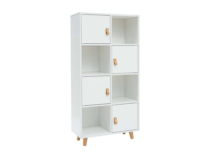 Bibliothèque blanche Anzio avec 4 portes et 4 étagères