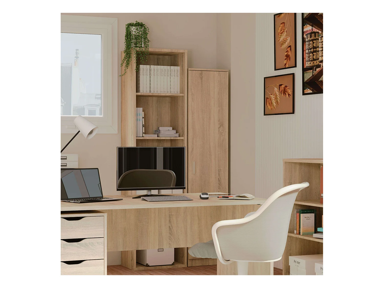 Estantería Librería Estrecha Scaled Roble Cambrian 197x52x33 cm