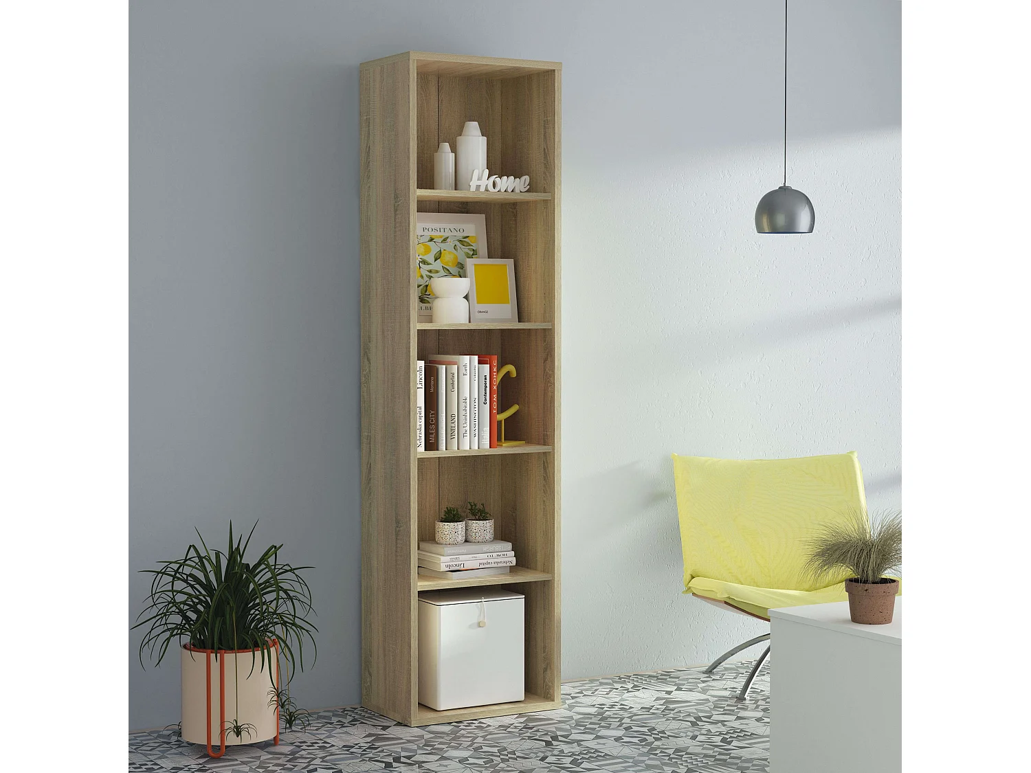 Estantería Librería Estrecha Scaled Roble Cambrian 197x52x33 cm