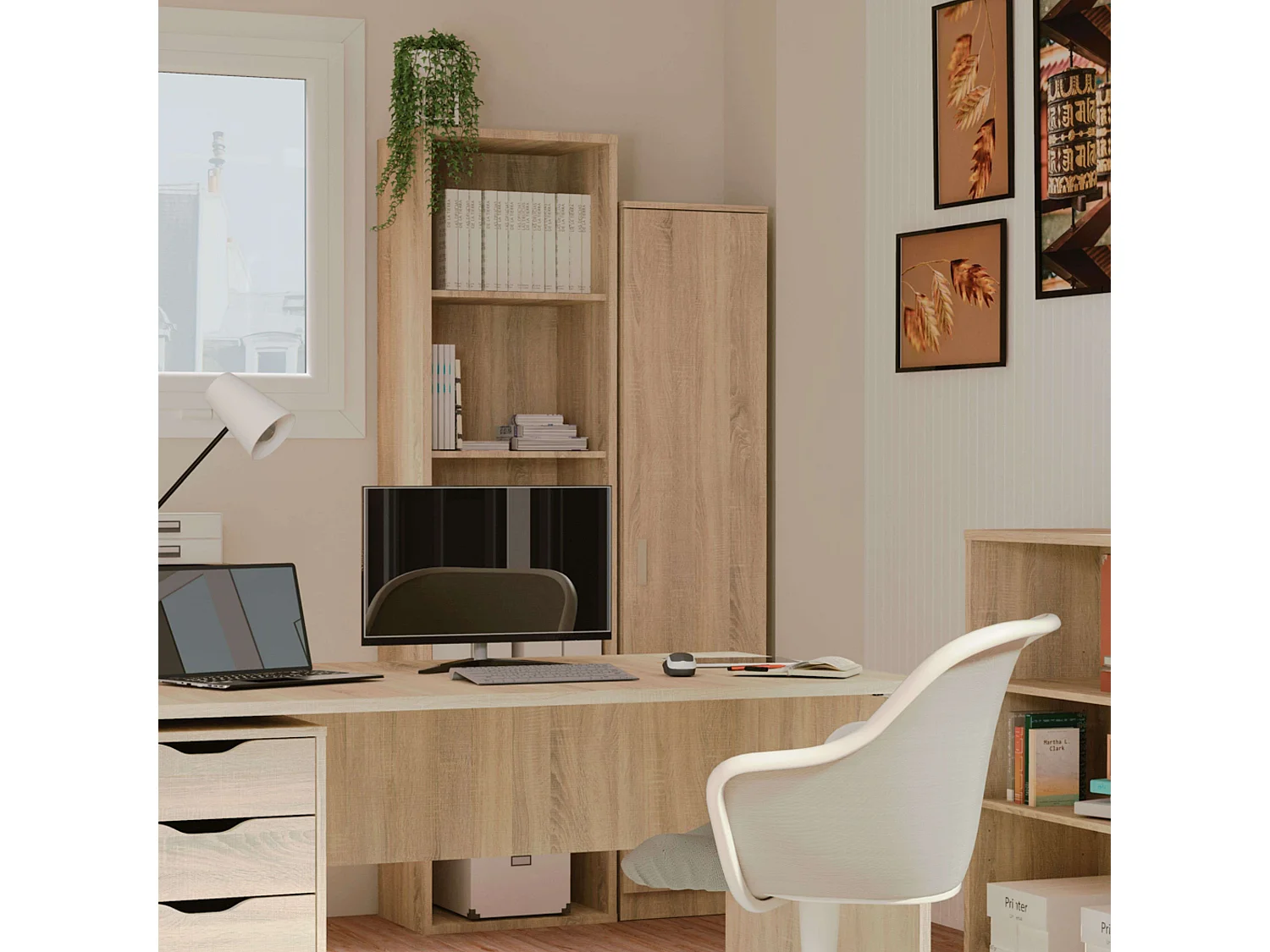 Estantería Librería Estrecha Scaled Roble Cambrian 197x52x33 cm