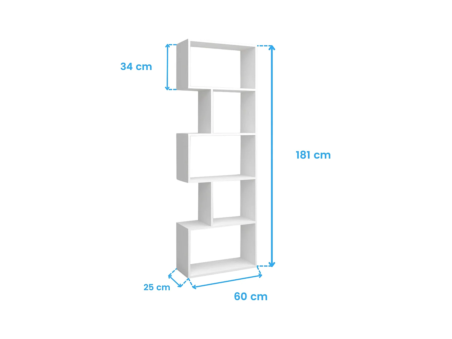 Librería Neón Blanco Mate 5 Estantes 181x60x25 cm