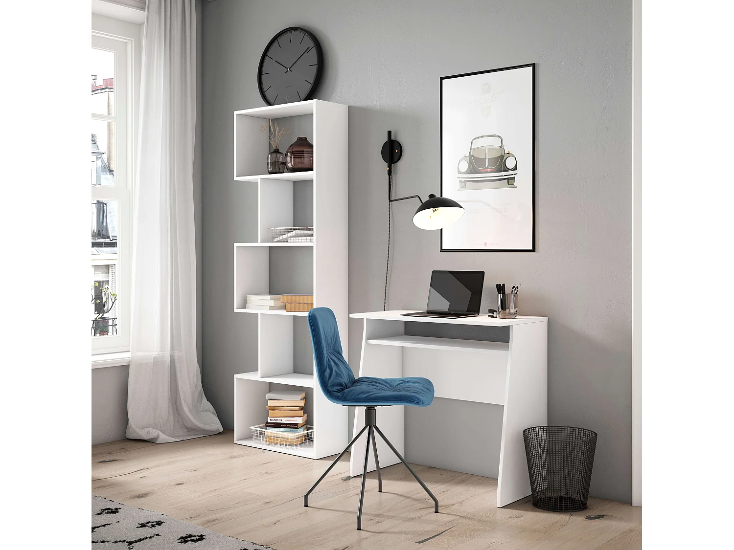 Librería Neón Blanco Mate 5 Estantes 181x60x25 cm