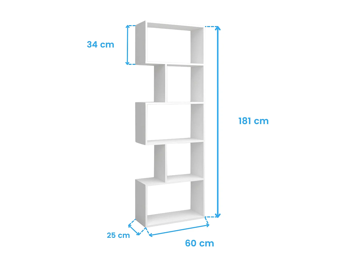 Librería Neón Blanco Mate 5 Estantes 181x60x25 cm