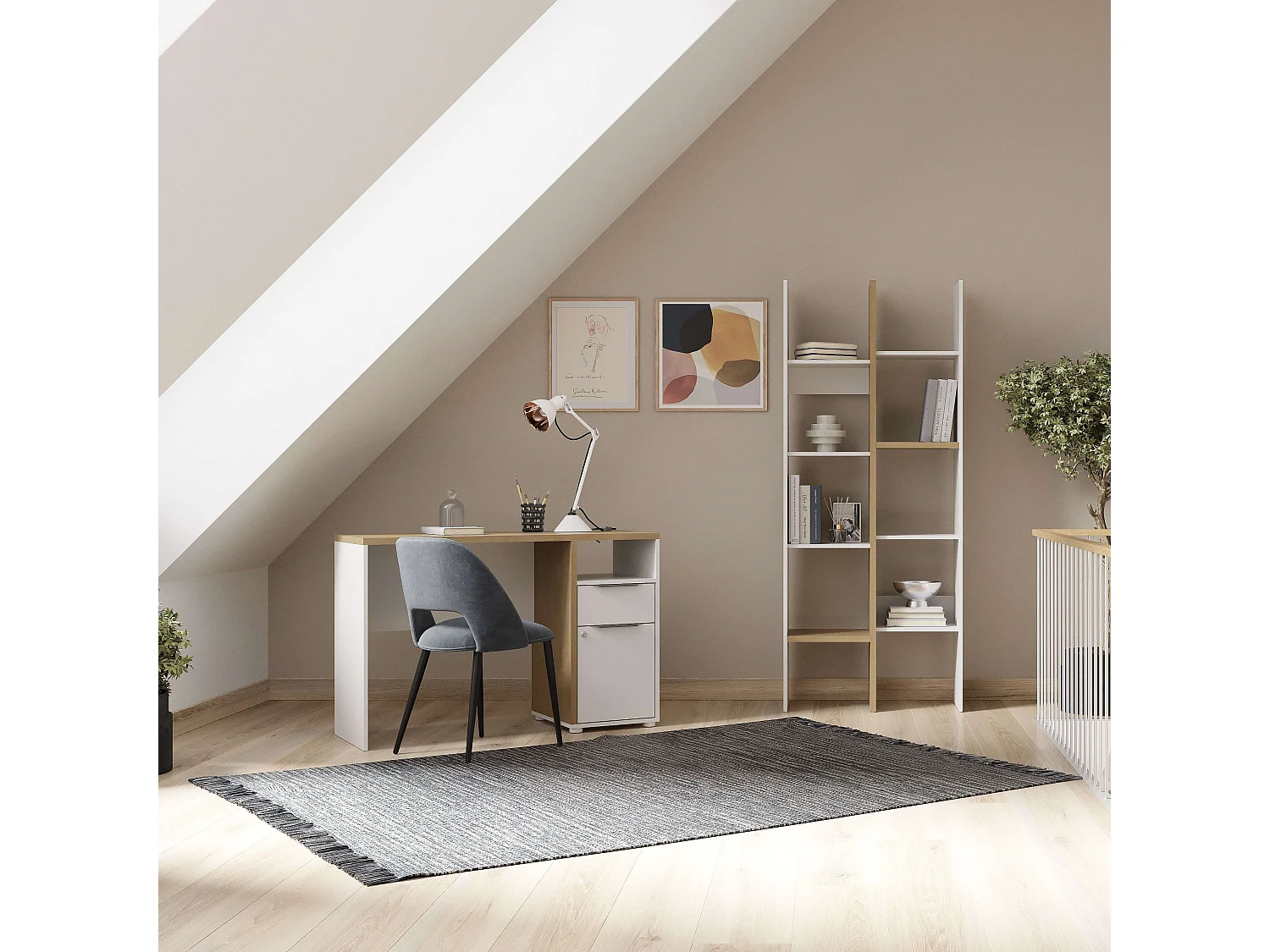 Estantería Comedor Acces Multiposición Roble Hamilton y Blanco Mate 76x136x36 cm