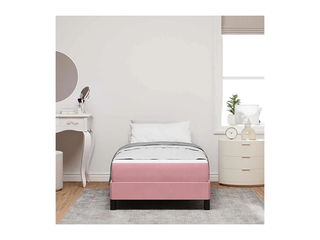 Lit simple-Lit adulte-Lit boxspring avec matelas Rose 100 x 200 cm Velours