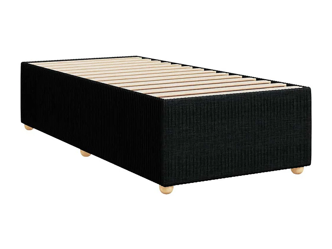 Einzelbett | Bettgestell | Boxspringbett mit Matratze Schwarz 90x200 cm Stoff SHL708034