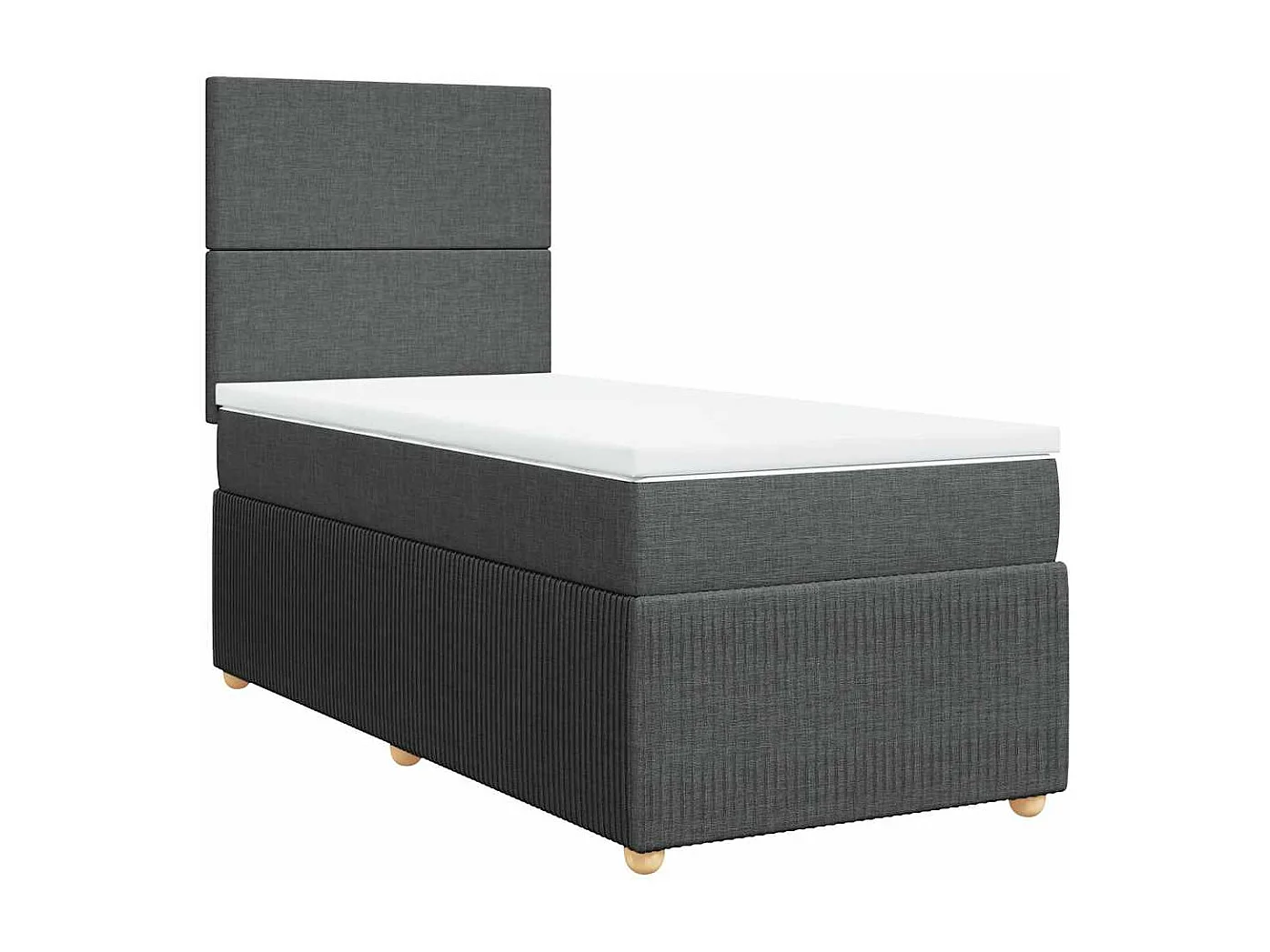 Einzelbett | Bettgestell | Boxspringbett mit Matratze Dunkelgrau 90x200 cm Stoff SHL706194
