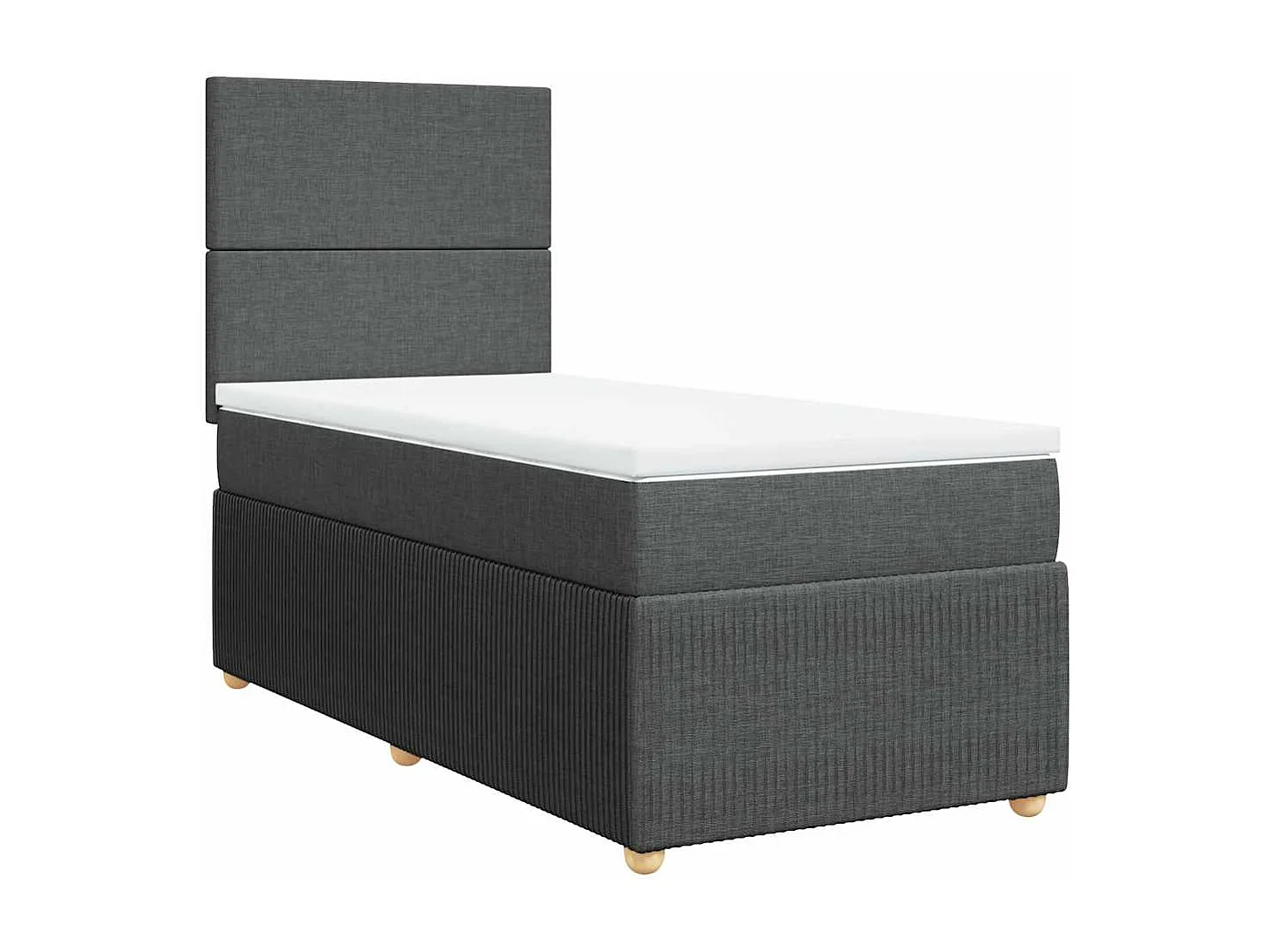 Einzelbett | Bettgestell | Boxspringbett mit Matratze Dunkelgrau 90x200 cm Stoff SHL706194