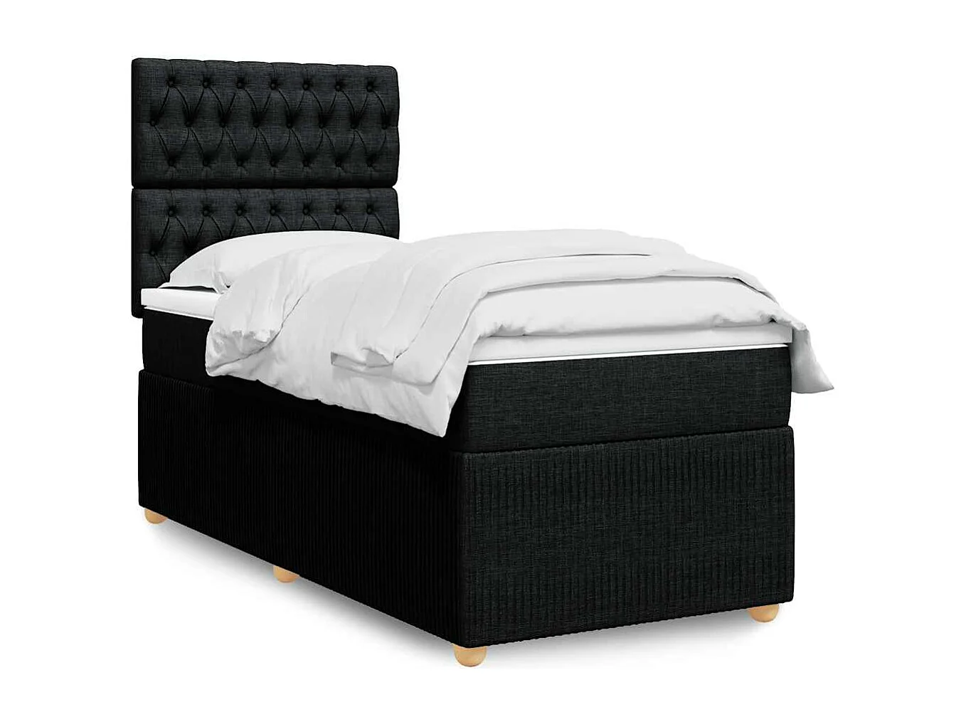 Einzelbett | Bettgestell | Boxspringbett mit Matratze Schwarz 90x190 cm Stoff SHL513790