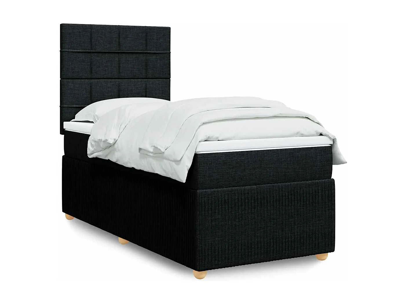 Einzelbett | Bettgestell | Boxspringbett mit Matratze Schwarz 90x190 cm Stoff SHL715396