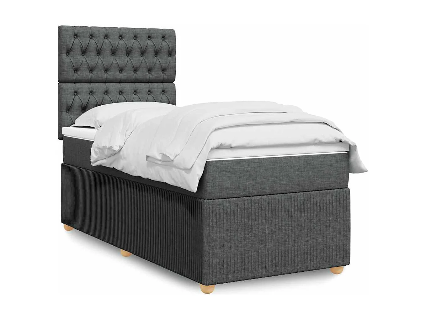 Einzelbett | Bettgestell | Boxspringbett mit Matratze Dunkelgrau 90x200 cm Stoff SHL803219