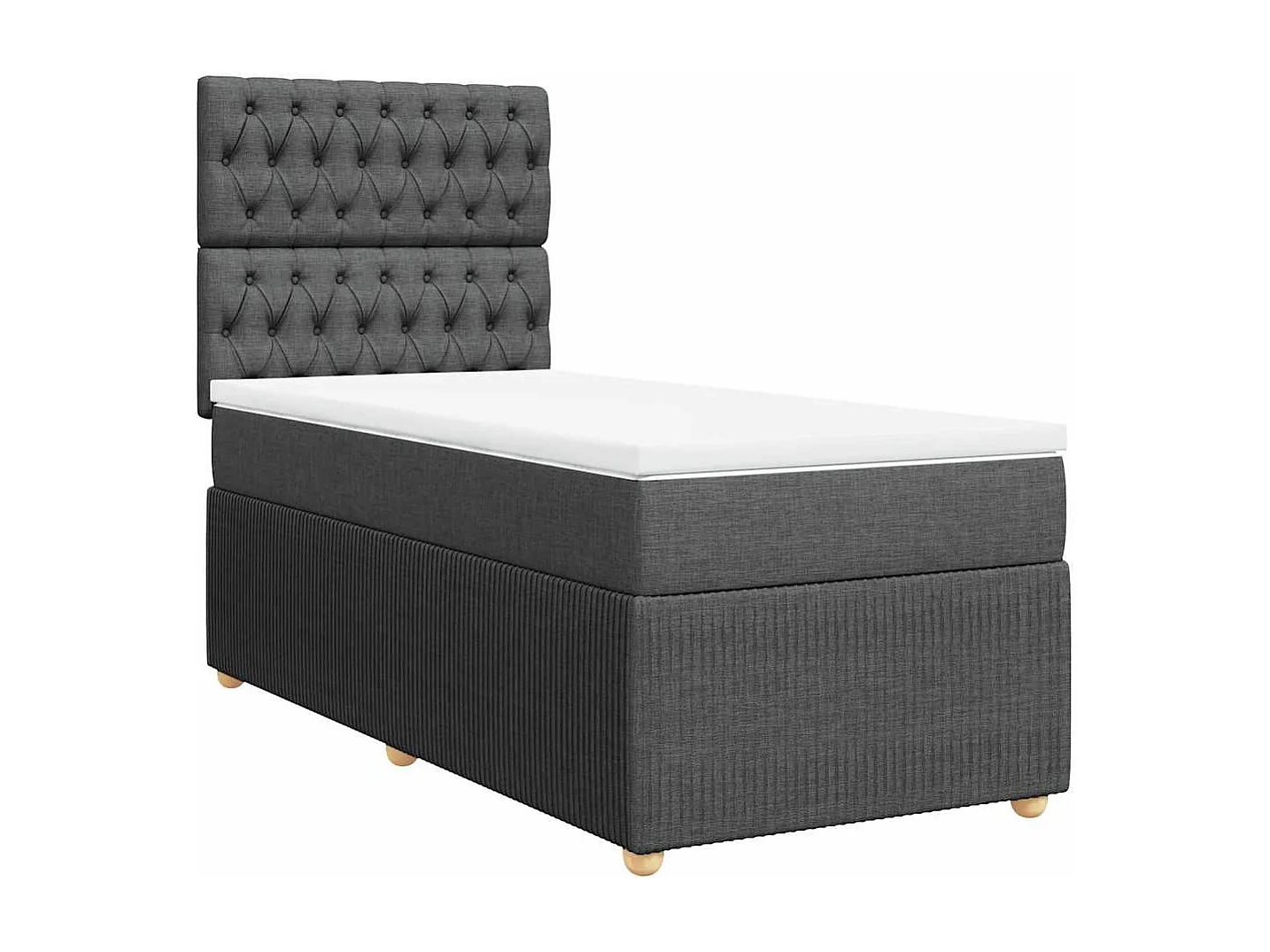 Einzelbett | Bettgestell | Boxspringbett mit Matratze Dunkelgrau 90x200 cm Stoff SHL803219