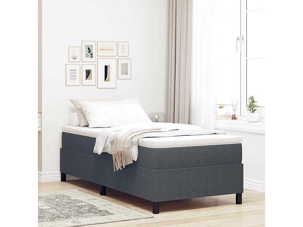 Cama de solteiro | Cama de adulto | Cama Box Cinza Escuro e Branco 90 x 200cm SHL388012
