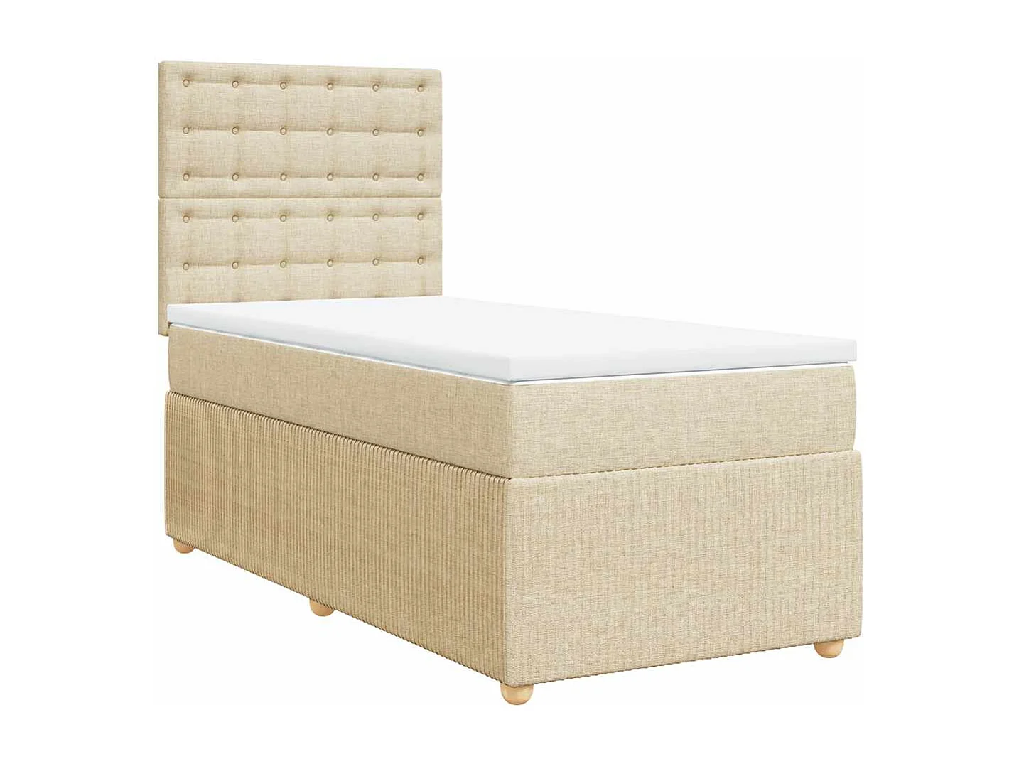 Einzelbett | Bettgestell | Boxspringbett mit Matratze Creme 90x190 cm Stoff SHL446360