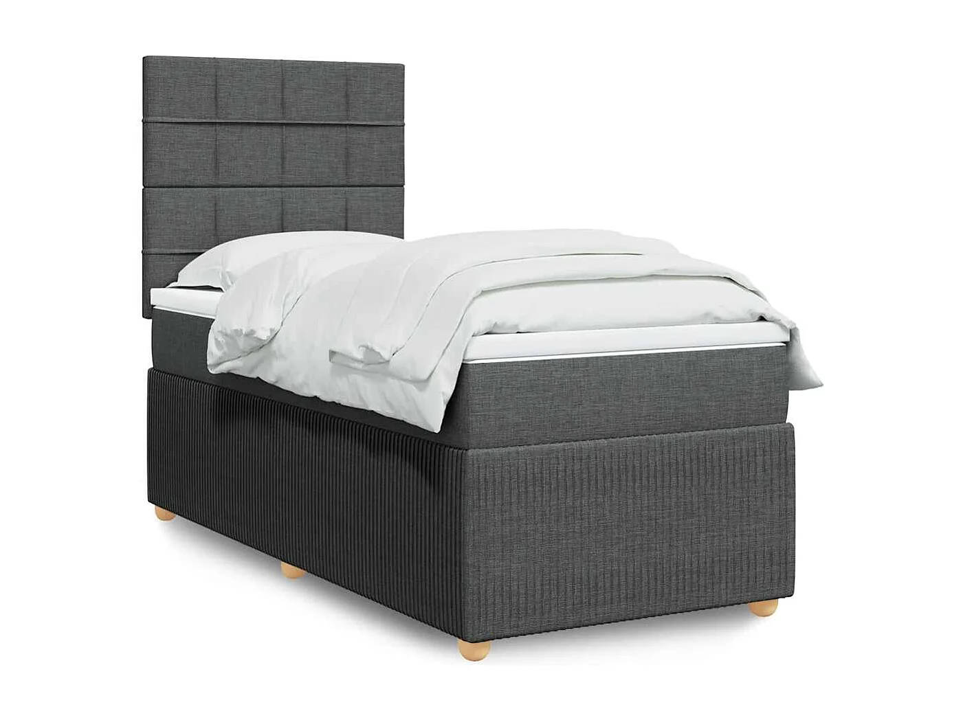 Einzelbett | Bettgestell | Boxspringbett mit Matratze Dunkelgrau 90x200 cm Stoff SHL442305