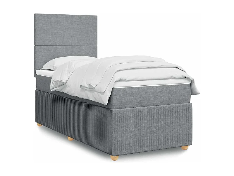 Einzelbett | Bettgestell | Boxspringbett mit Matratze Hellgrau 90x200 cm Stoff SHL132411