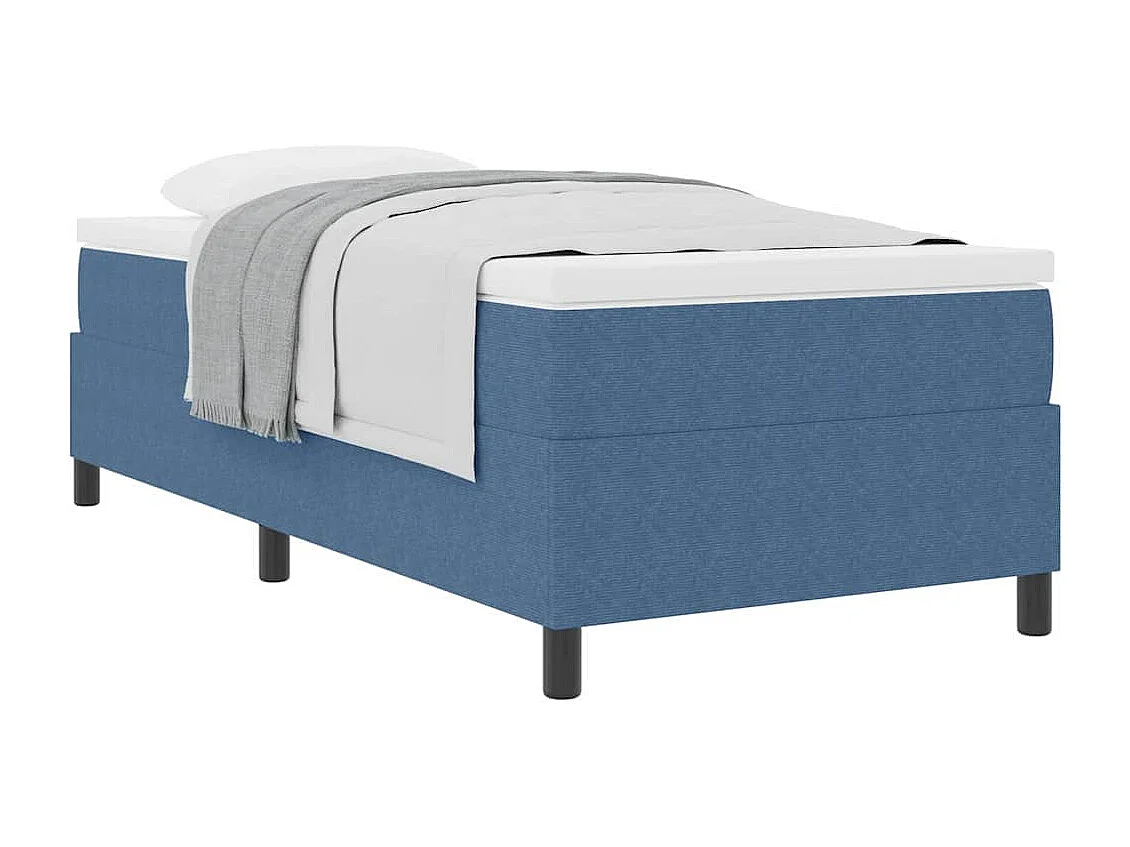 Cama de solteiro | Cama de adulto | Cama Box Azul e Branco 100 x 200cm Tecido de Veludo Cotele SHL320017