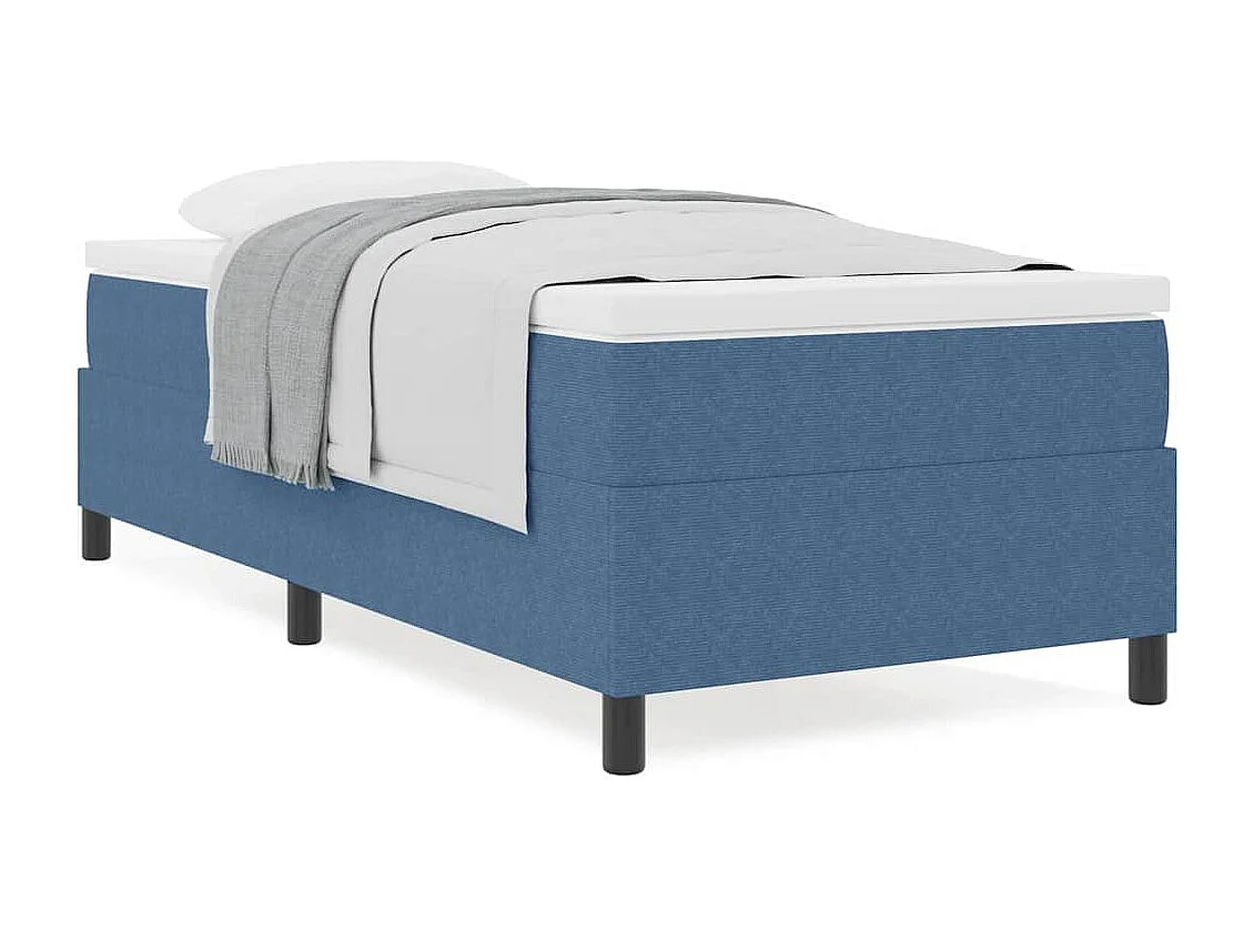 Cama de solteiro | Cama de adulto | Cama Box Azul e Branco 100 x 200cm Tecido de Veludo Cotele SHL320017