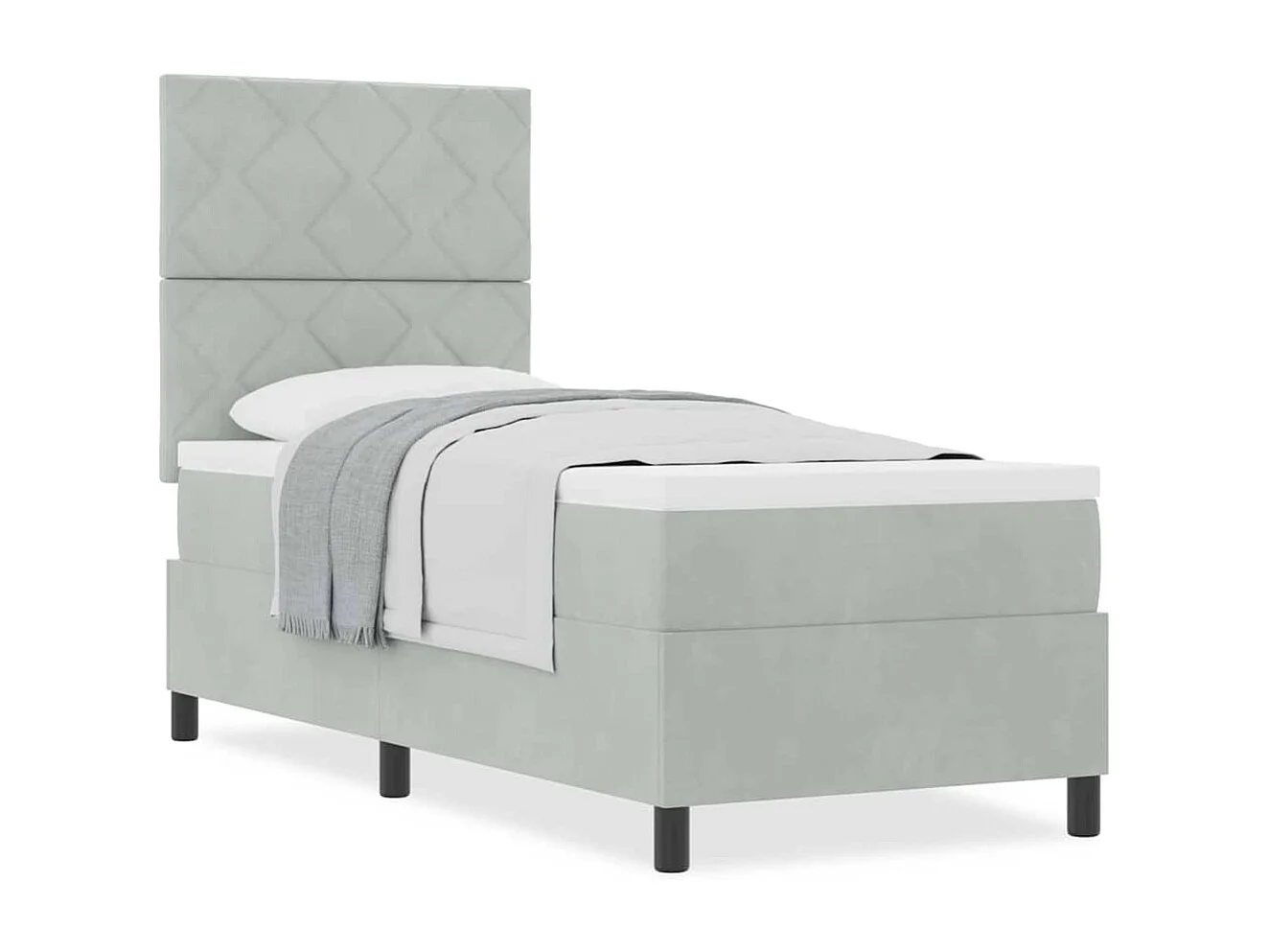 Cama de solteiro-Cama de adulto-Cama Box com colchão Cinzento-claro 80 x 200cm tecido SHL42439