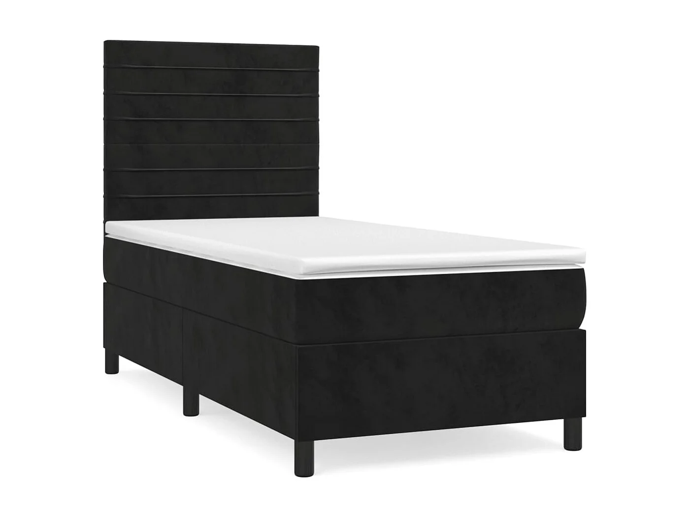 Cama individual | Cama box spring con colchón terciopelo negro 80x200 cm SHL2226