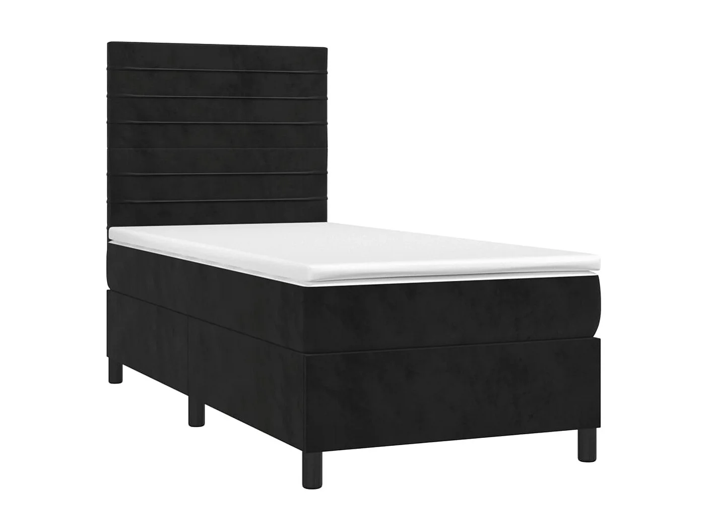 Cama individual | Cama box spring con colchón terciopelo negro 80x200 cm SHL2226
